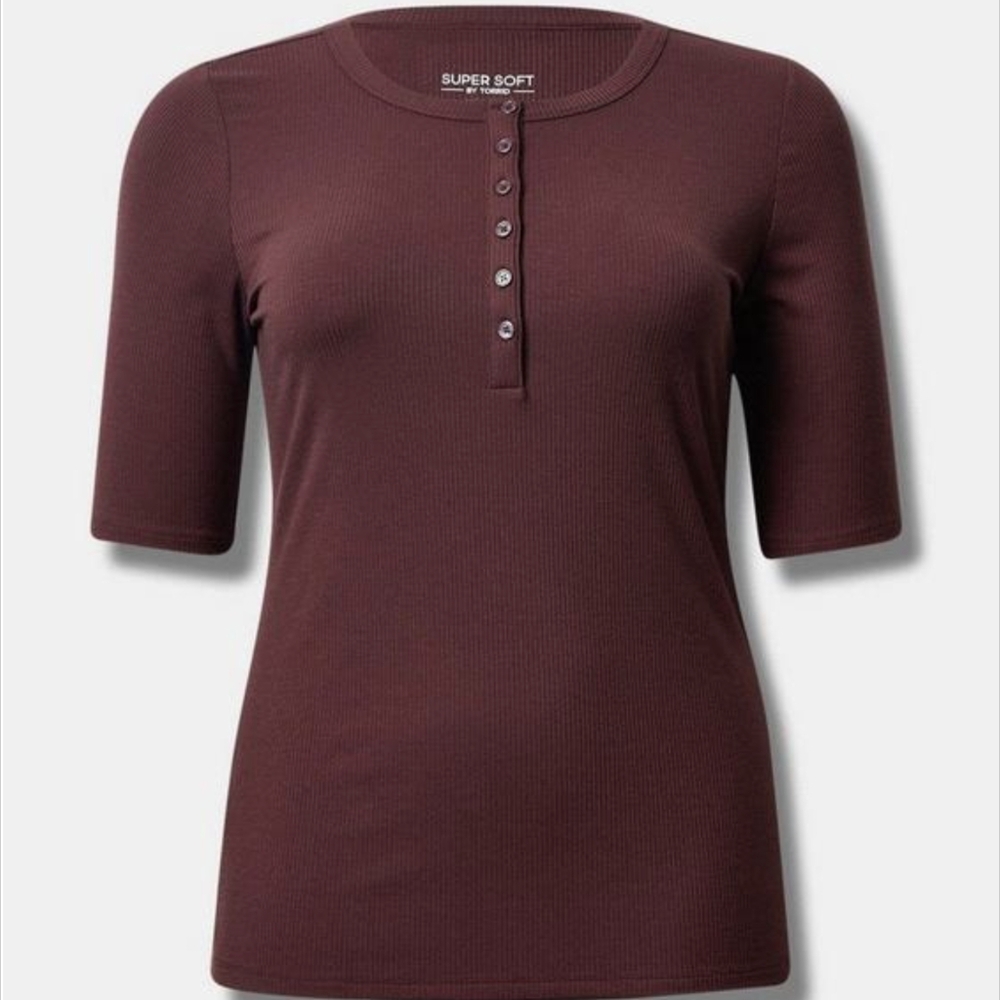 Torrid - size 1 - Super Soft Rib Henley Elbow Sleeve Tee
